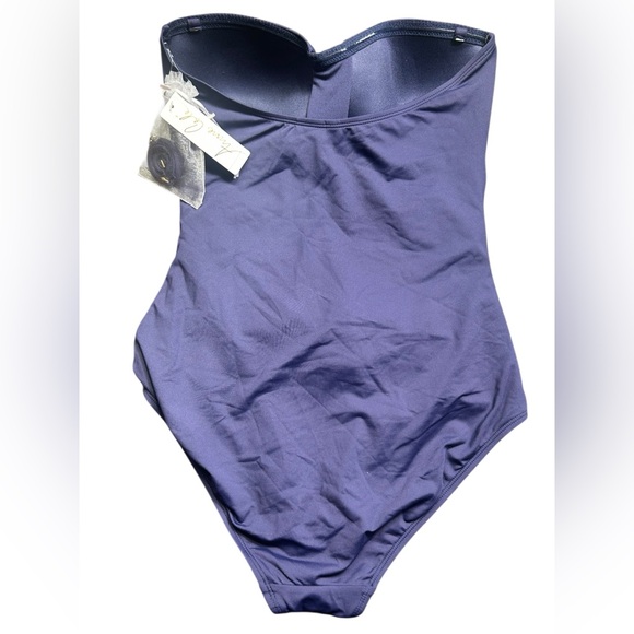 ANNE COLE womens navy blue one piece swimsuit w detachable straps strapless NWT - Picture 10 of 10